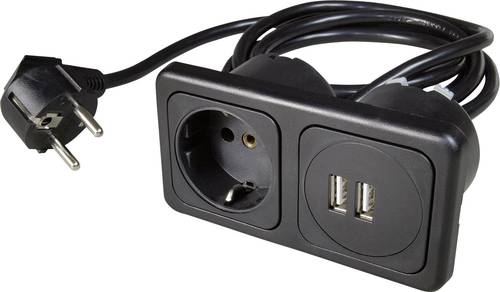 9016-104.81 1fach Einbau-Steckdose mit USB IP20 Schwarz