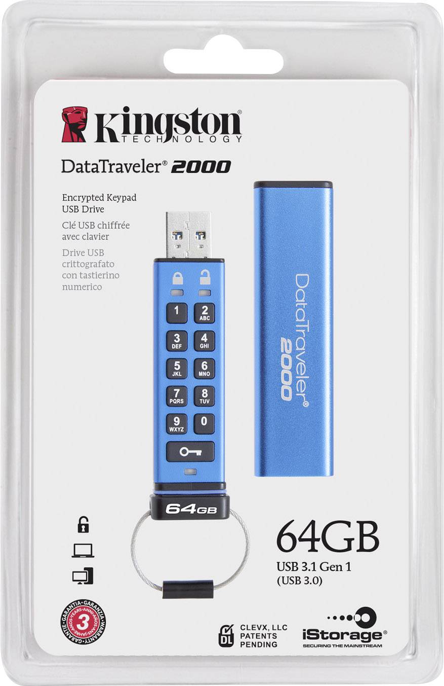 Kingston DataTraveler® 2000 USB-Stick 64 GB Blau DT2000/64GB USB-A (USB 3.2 Gen 2)