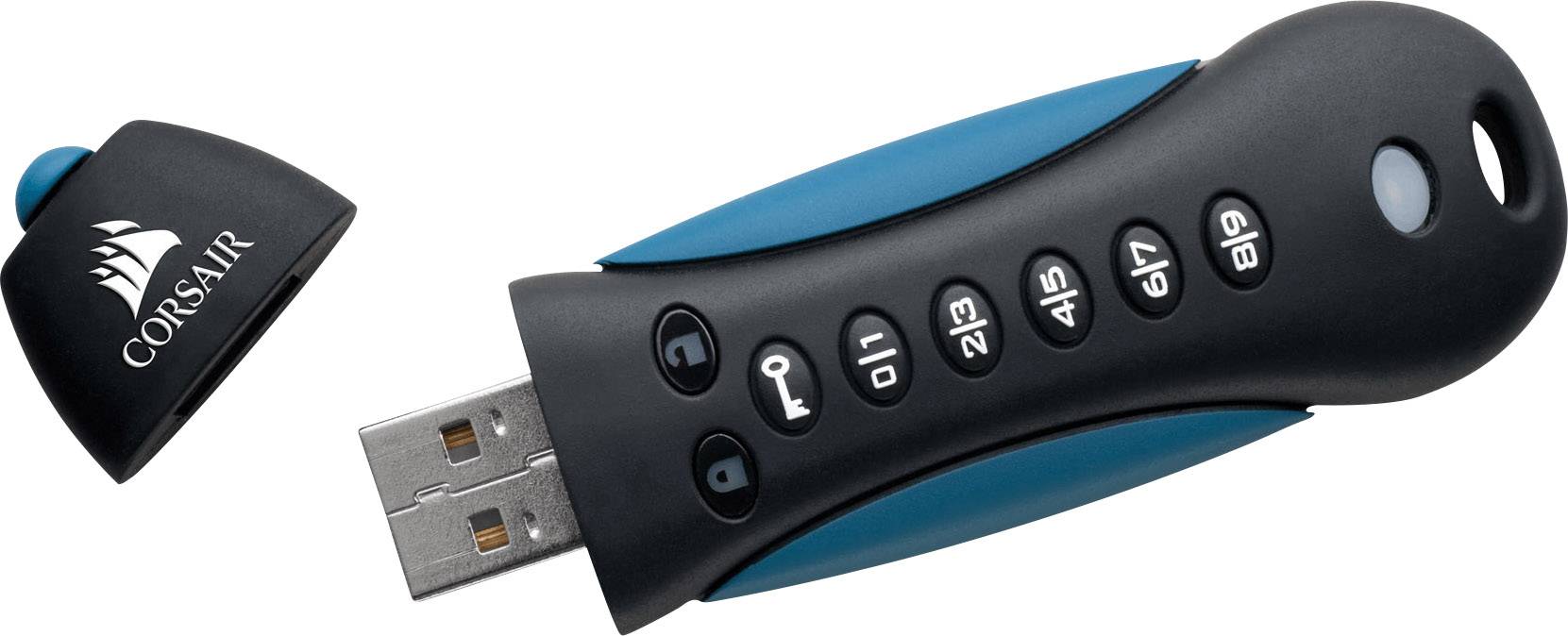 Corsair Padlock® 3 USB-Stick 64 GB Schwarz, Blau CMFPLA3B-64GB USB 3.2 Gen 1 (USB 3.0)