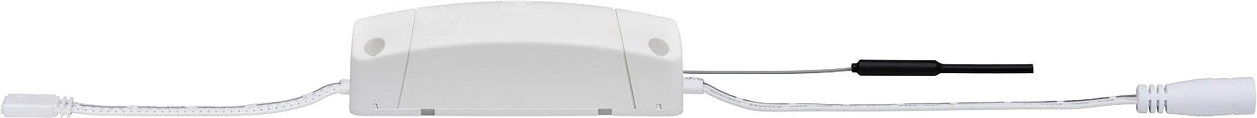 Ein weißes elektrisches Gerät mit zwei Kabeln, eines auf jeder Seite, in einem minimalistischen Design.