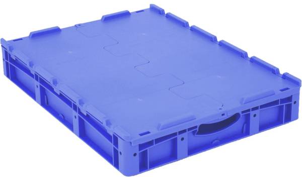 Eine blaue Kunststoffpalette mit rutschfestem Design und stabiler Struktur, geeignet für Transport und Lagerung von Waren.