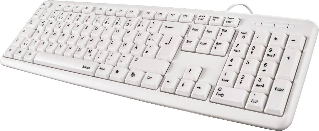 Hama Verano USB Tastatur Deutsch, QWERTZ, Windows® Weiß Spritzwassergeschützt