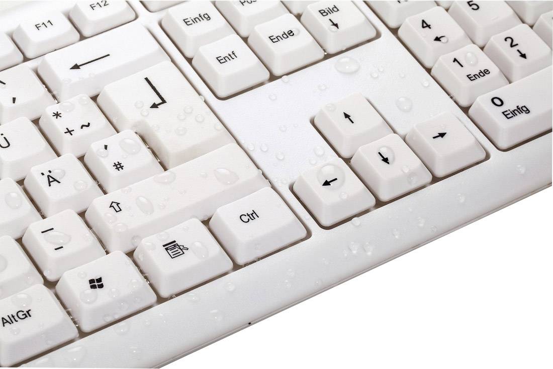 Hama Verano USB Tastatur Deutsch, QWERTZ, Windows® Weiß Spritzwassergeschützt