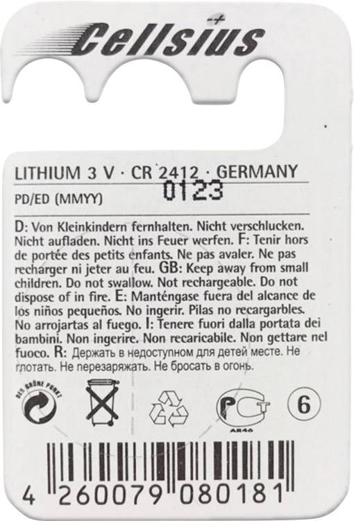 Cellsius Batterie Knopfzelle CR2412 3 V 1 St. 100 mAh Lithium CR2412