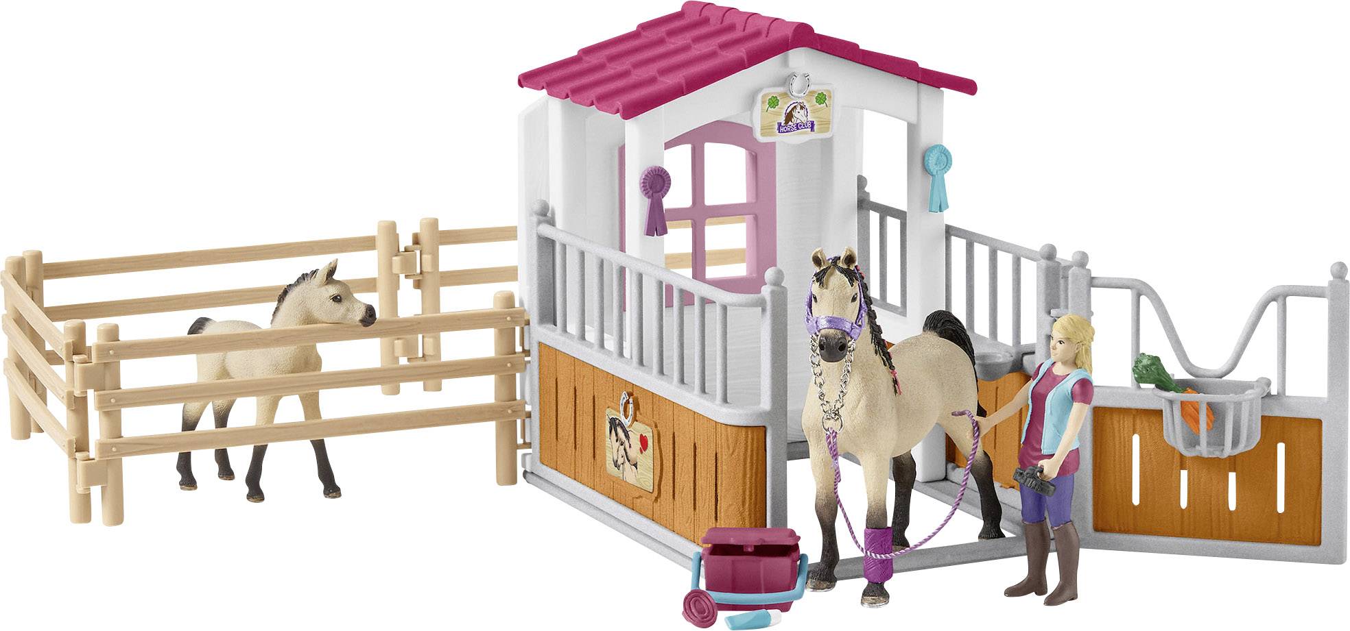 Schleich Horse Club Pferdebox mit Arabern und Pferdepflegerin 42369