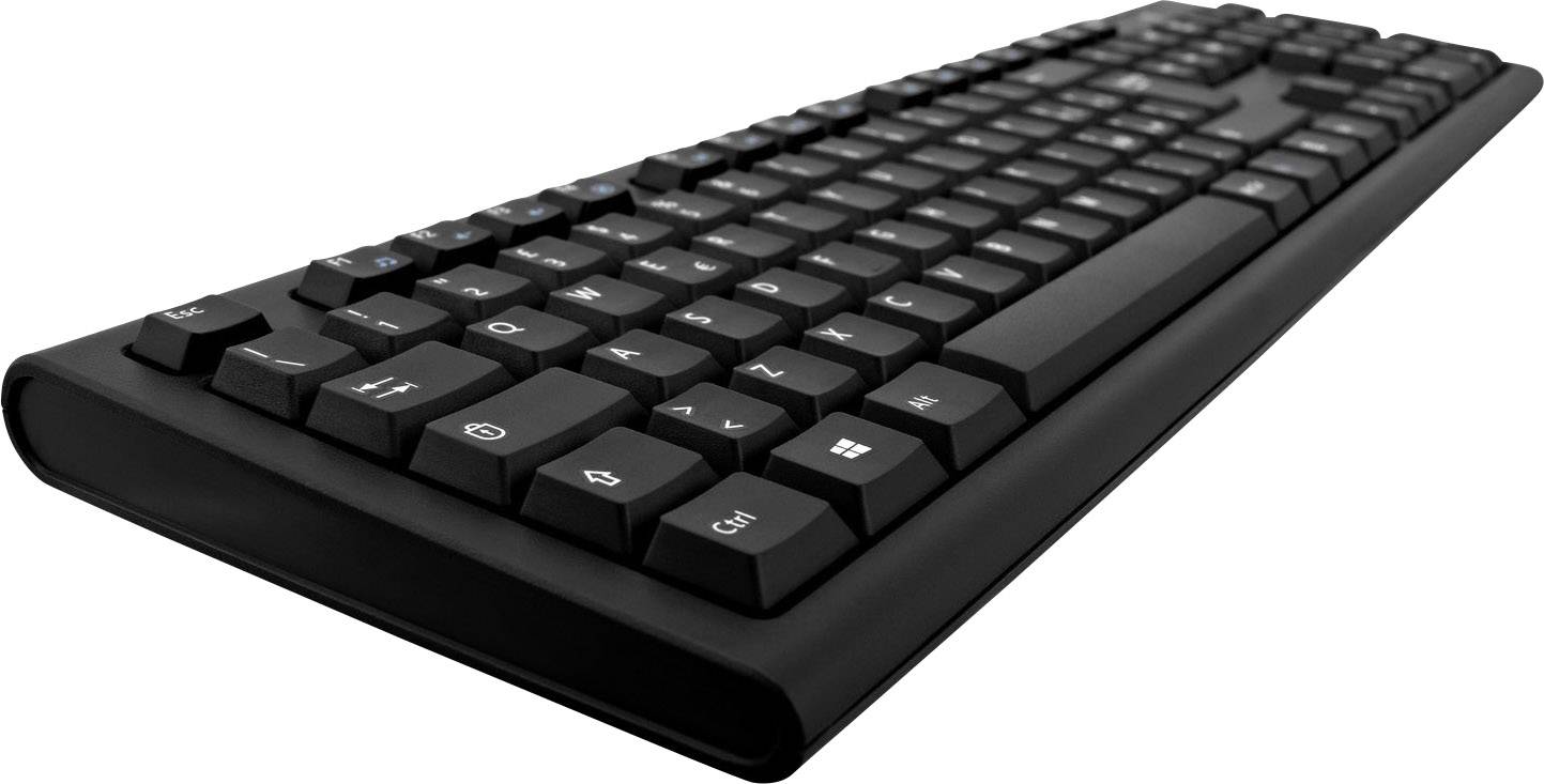 V7 Videoseven CKW200IT Funk Tastatur, Maus-Set Spritzwassergeschützt Italienisch, QWERTY Schwarz