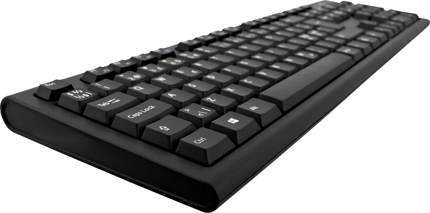 V7 Videoseven CKW200NORD Funk-Tastatur,- Maus-Set Spritzwassergeschützt Nordisch, QWERTY Schwarz