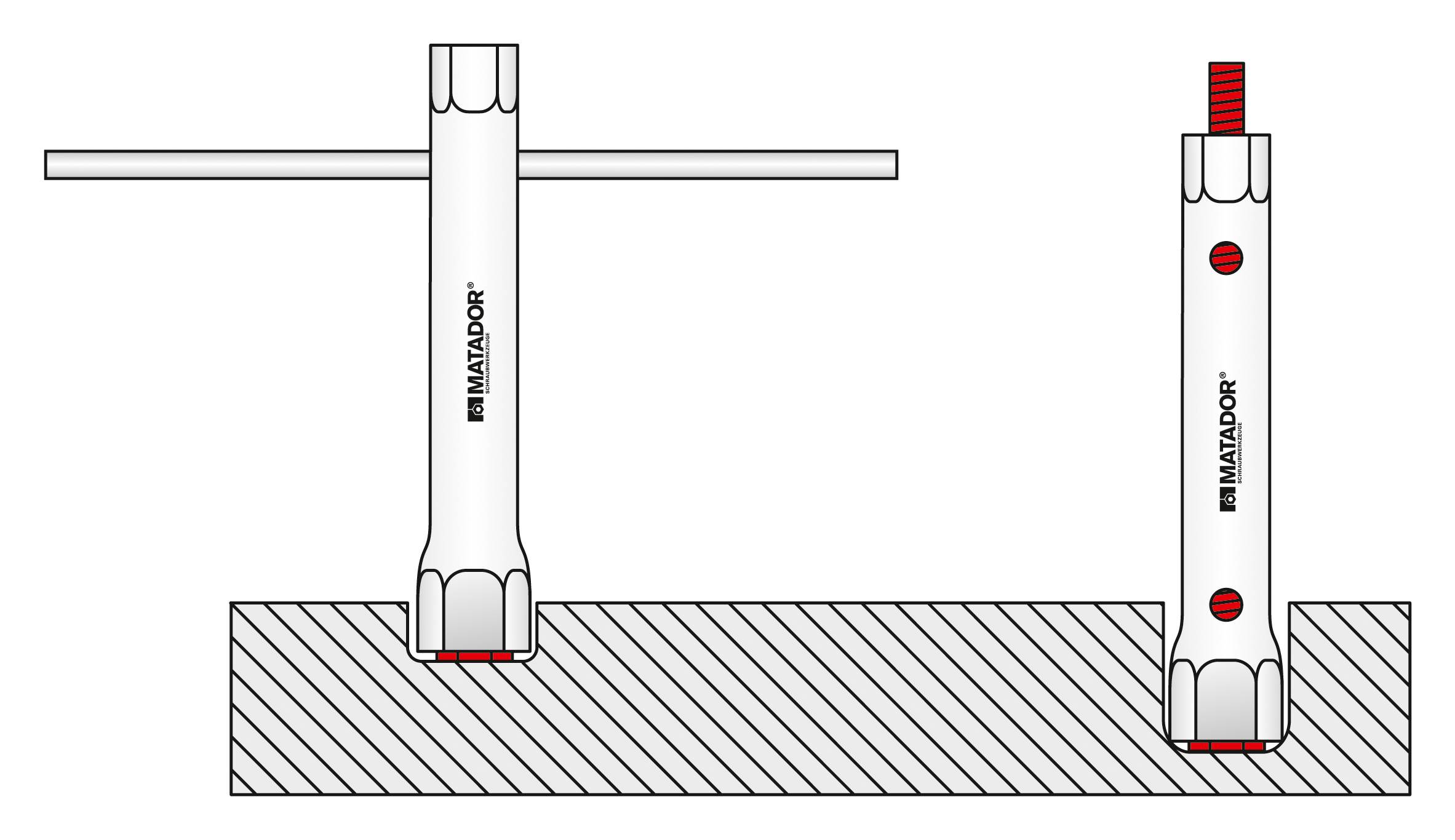 Matador Schraubwerkzeuge 03802427 Außen-Sechskant Rohrsteckschlüssel 24 mm, 27mm
