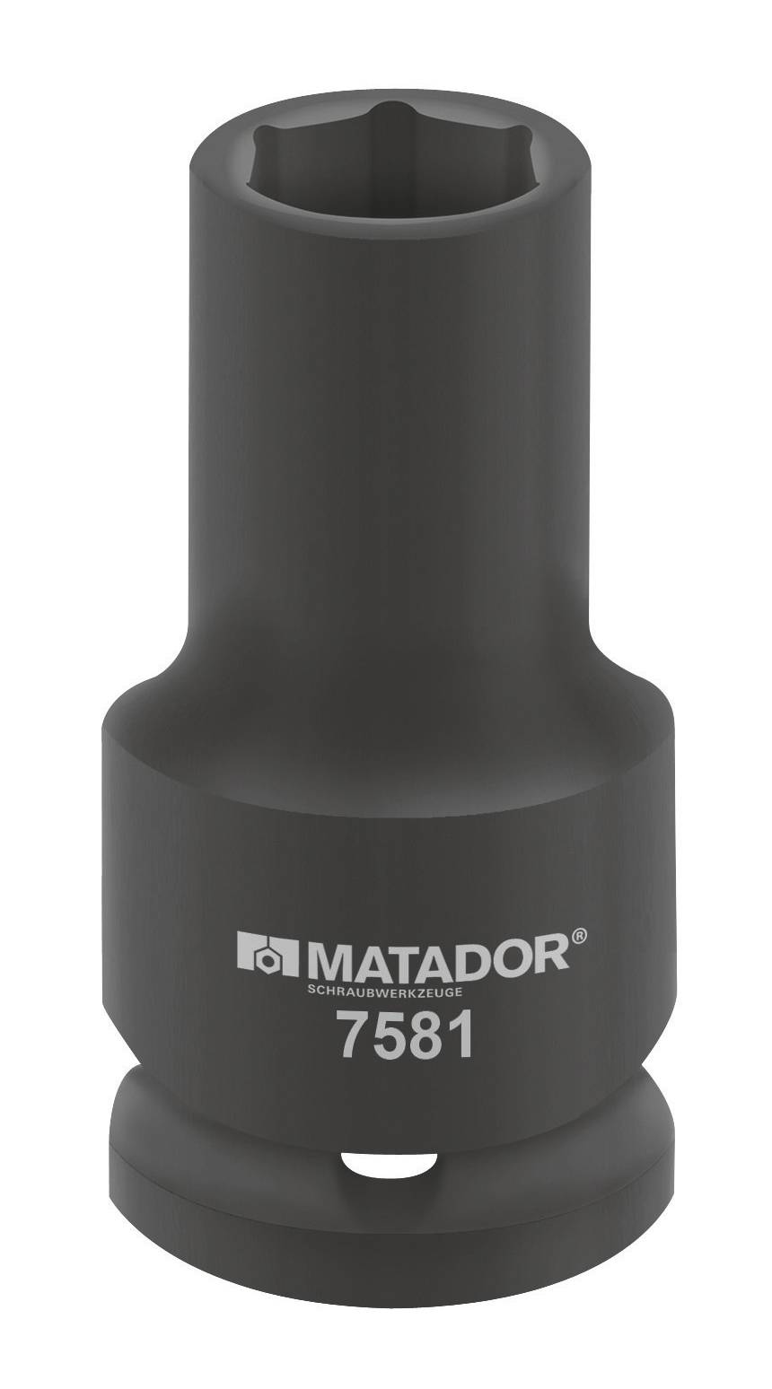Schraubwerkzeug von MATADOR mit der Nummer 7581, schwarzes Metall, zylinderförmiges Design.