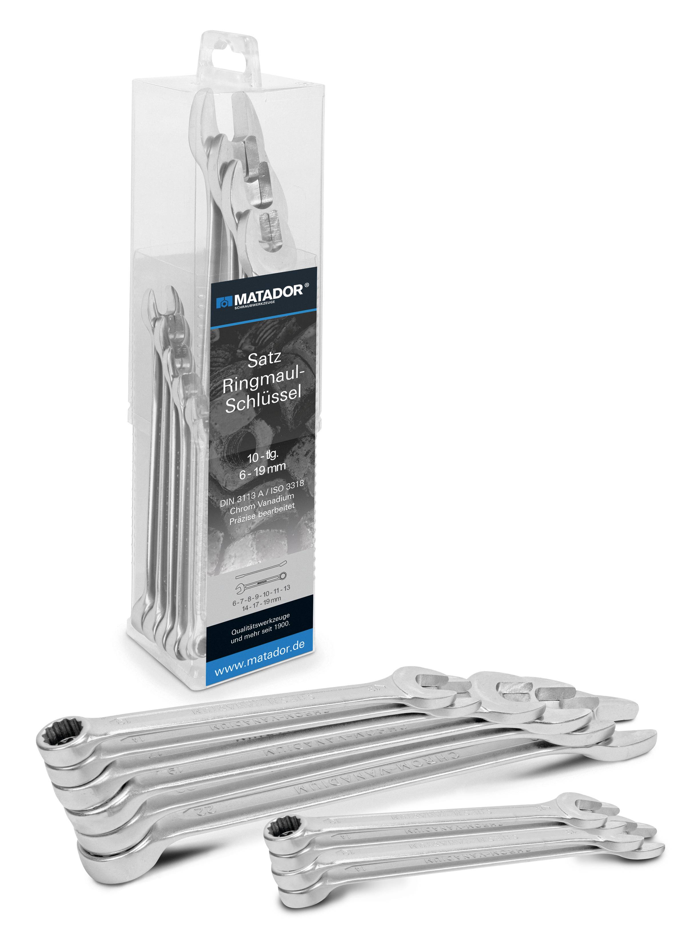 Matador Schraubwerkzeuge 01859100 Ring-Maulschlüssel-Satz 10teilig Schlüsselweite (Metrisch) 6 - 19 mm