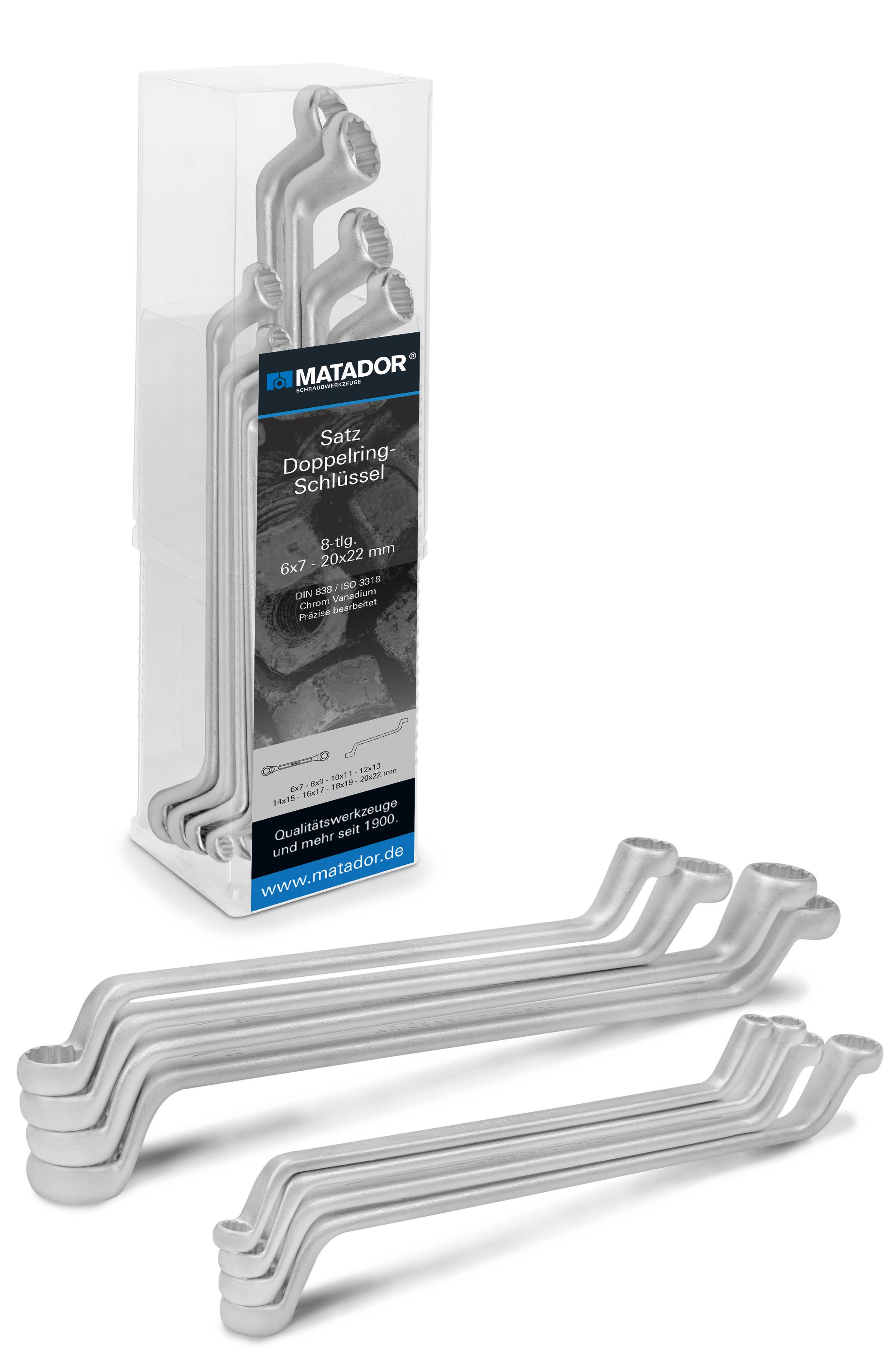 Matador Schraubwerkzeuge 02009080 Doppel-Ringschlüssel-Satz 8teilig Schlüsselweite (Metrisch) 6 - 22mm