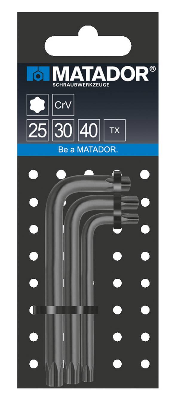 Matador Schraubwerkzeuge Innen-Sechsrund (TX) Winkelschraubendreher-Set T 25, T 30, T 40 3teilig