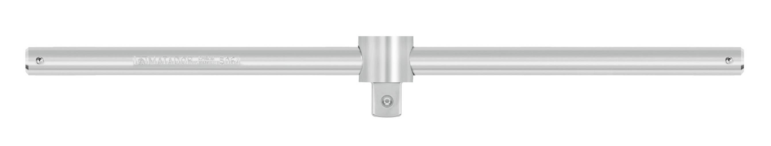 Metallischer Stangenverbinder, designartig, in T-Form, silbern glänzend, mit einer zentralen Halterung.