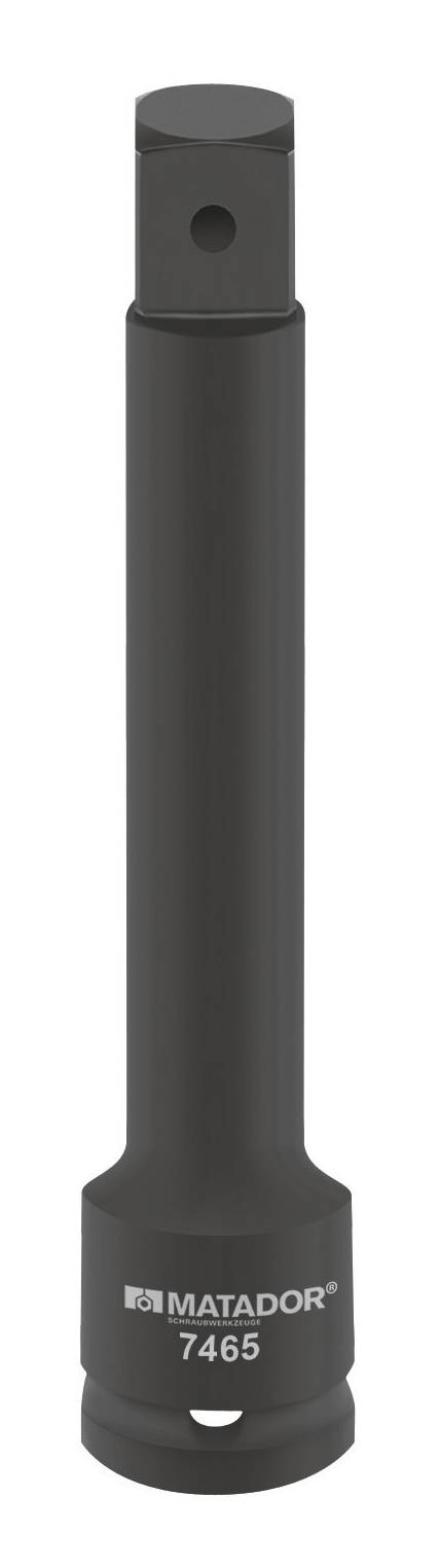 Schwarze Verlängerung für Ratschen mit quadratischem Antrieb, MATADOR 7465, metallisch und robust, zur Werkzeugnutzung.