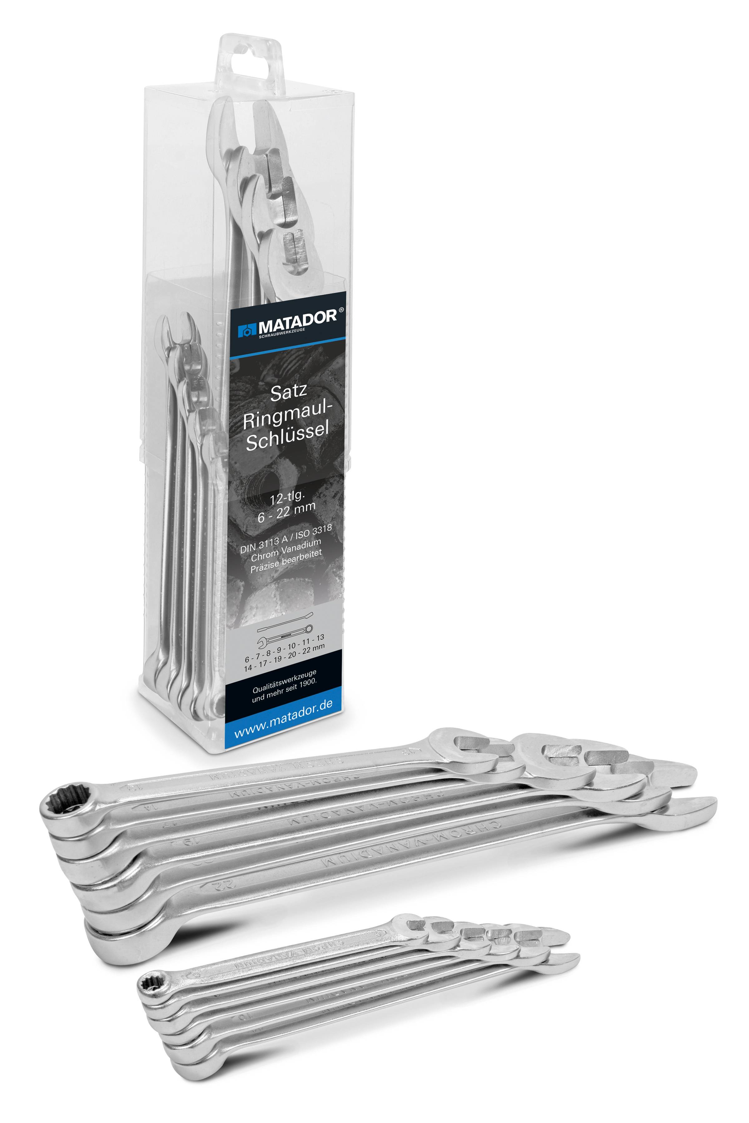 Matador Schraubwerkzeuge 01859120 Ring-Maulschlüssel-Satz 12teilig Schlüsselweite (Metrisch) 6 - 22mm