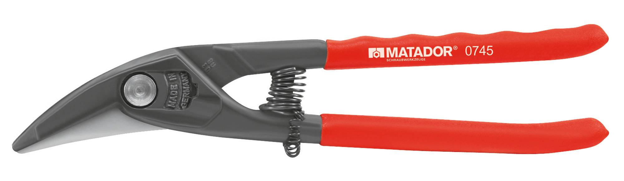 Rote und schwarze Gartenschere mit ergonomischen Griffen, Markenname und Modellnummer 'MATADOR 0745' sichtbar auf dem Griff.