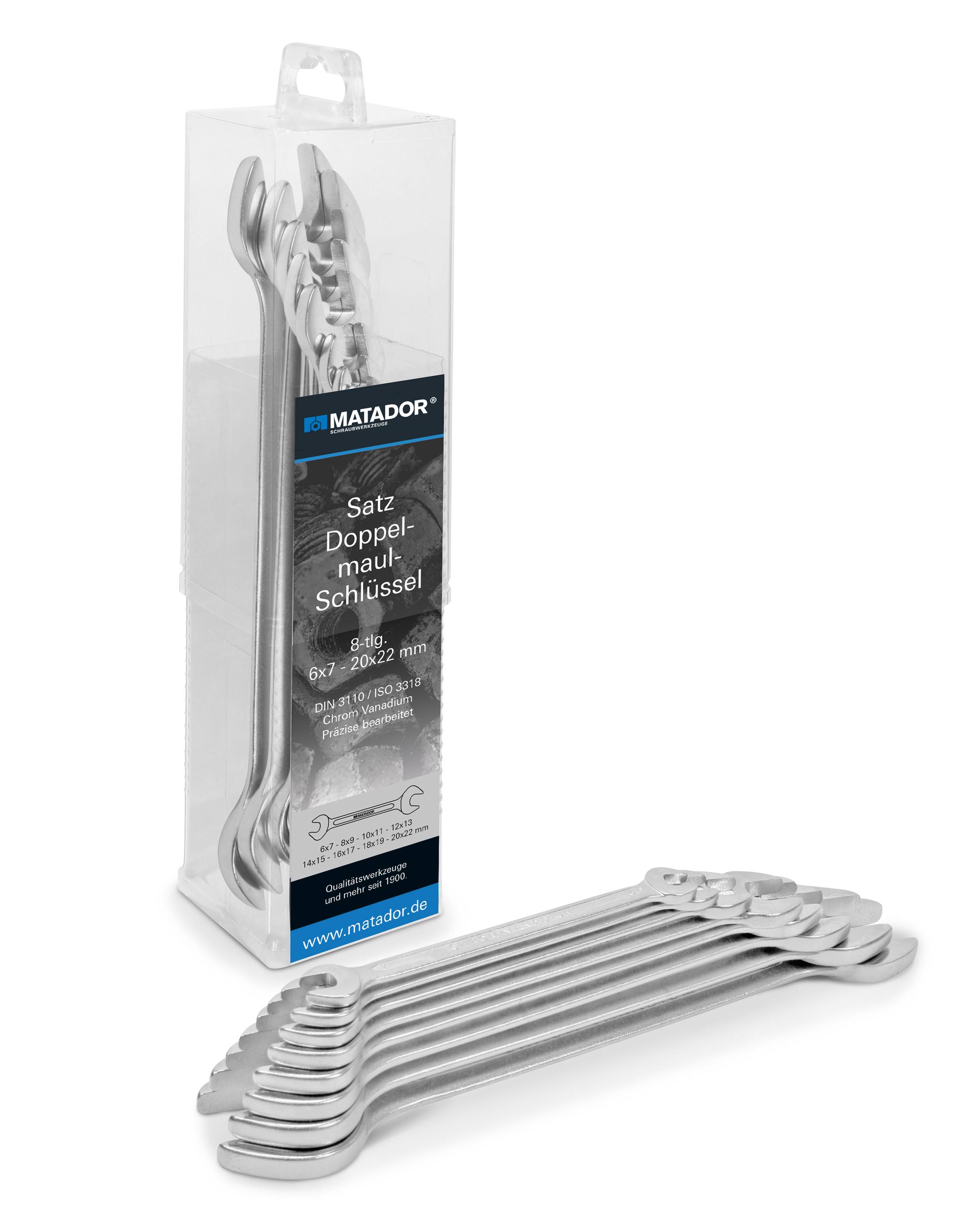 Matador Schraubwerkzeuge 01009080 Doppel-Maulschlüssel-Satz 8teilig Schlüsselweite (Metrisch) 6 - 22mm