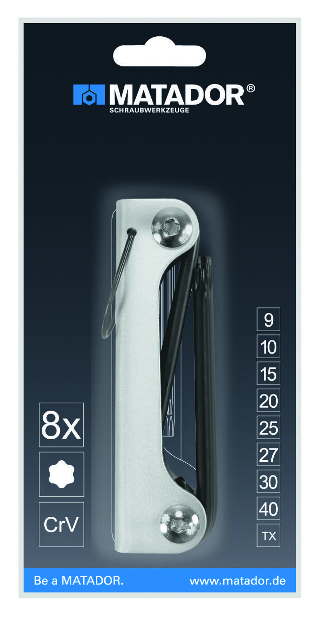 Matador Schraubwerkzeuge Innen-Sechsrund (TX) Winkelschraubendreher-Set T 10, T 15, T 20, T 25, T 27, T 30, T 40, T 45, T 50