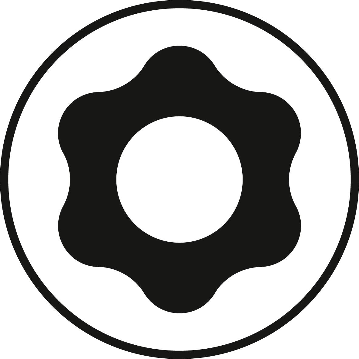 Zahnrad-Symbol in Schwarzweiß, das einen Einstellungs- oder Optionen-Modus darstellt.