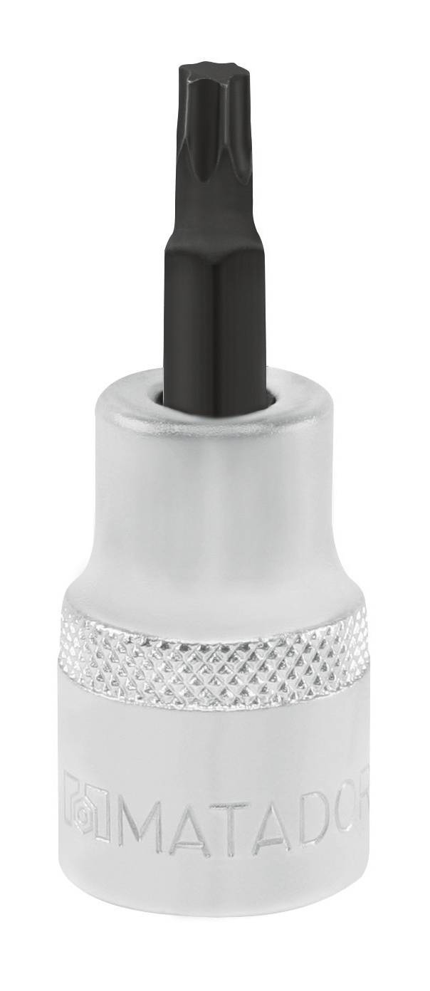 Steckschlüsseleinsatz mit schwarzem Torx-Bit, Beschriftung 'MATADOR'. Ideal für präzise Verschraubungen in handwerklichen Arbeiten.
