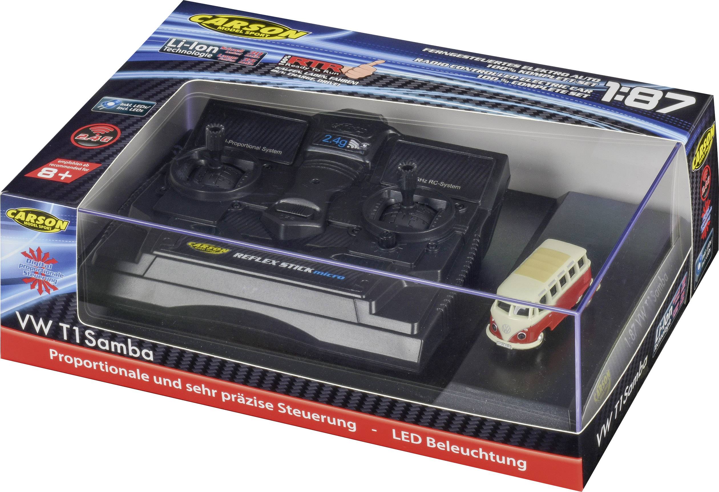 Carson Modellsport 500504119 VW Bus T1 Samba 1:87 RC Modellauto Elektro Straßenmodell Heckantrieb (