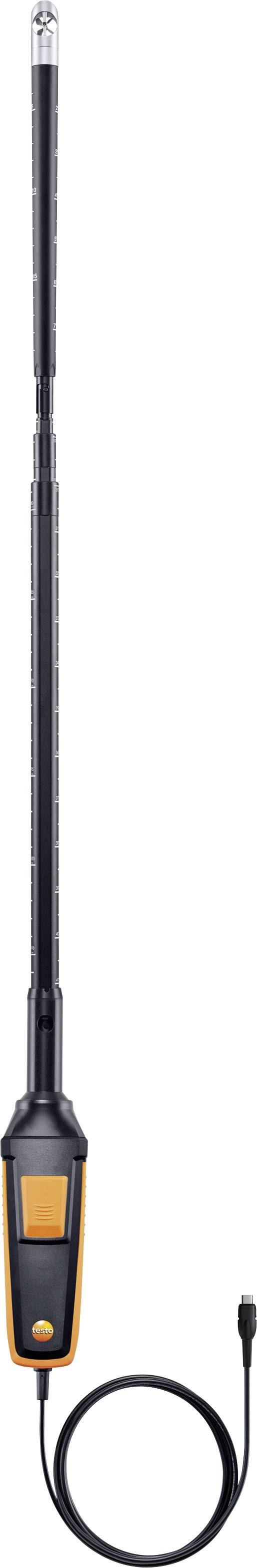 Ein langer, schlanker Messfühler mit Kabel und orangefarbenen Elementen, wahrscheinlich zur Messung in schwer zugänglichen Bereichen.