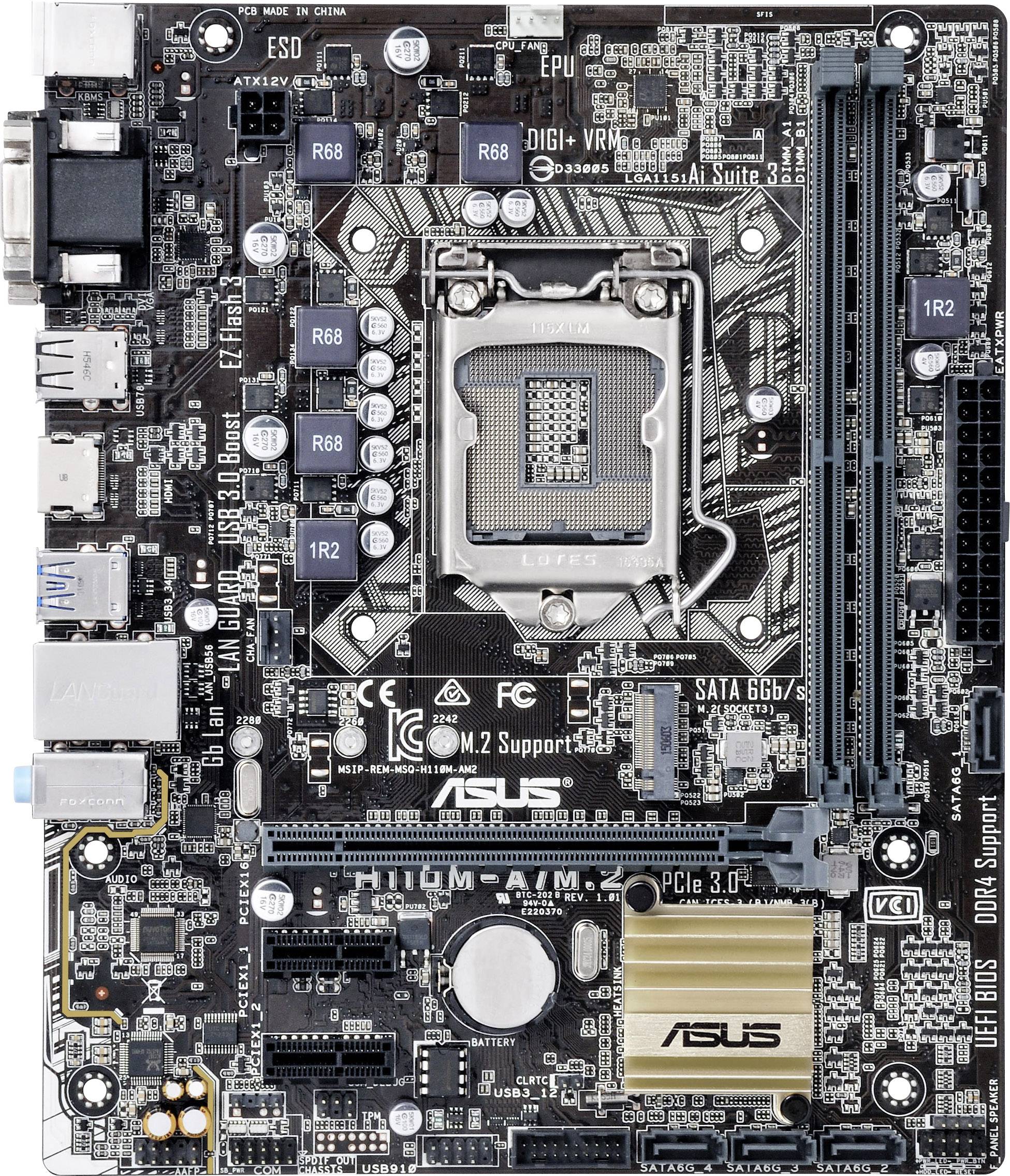 Asus H110M-A/M.2 Mainboard Sockel Intel® 1151 Formfaktor Micro-ATX Mainboard-Chipsatz Intel® H110