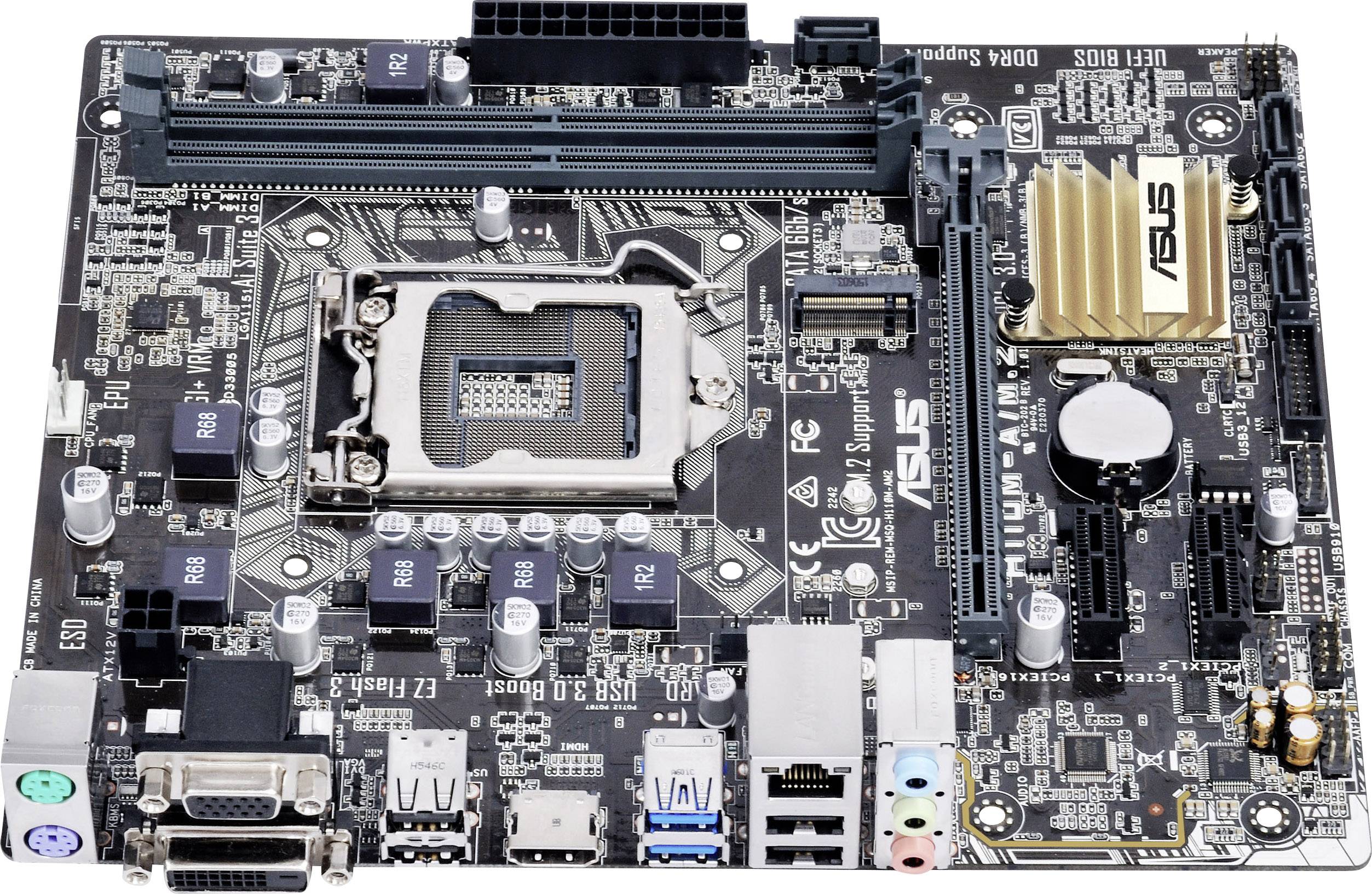 Asus H110M-A/M.2 Mainboard Sockel Intel® 1151 Formfaktor Micro-ATX Mainboard-Chipsatz Intel® H110