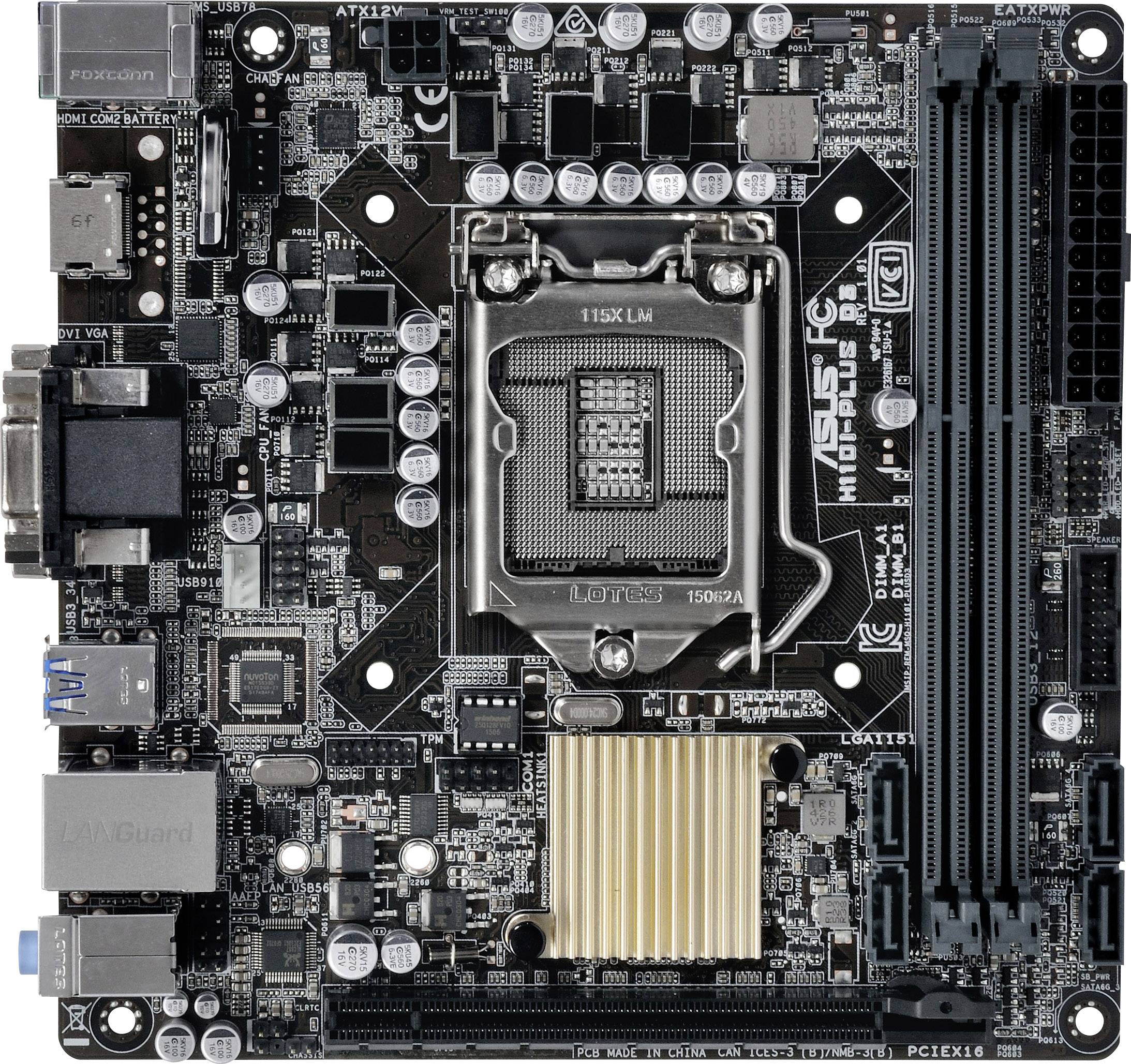 Asus H110I-PLUS Mainboard Sockel (PC) Intel® LGA 1151 Formfaktor (Details) Mini-ITX Mainboard-Chipsatz Intel® H110