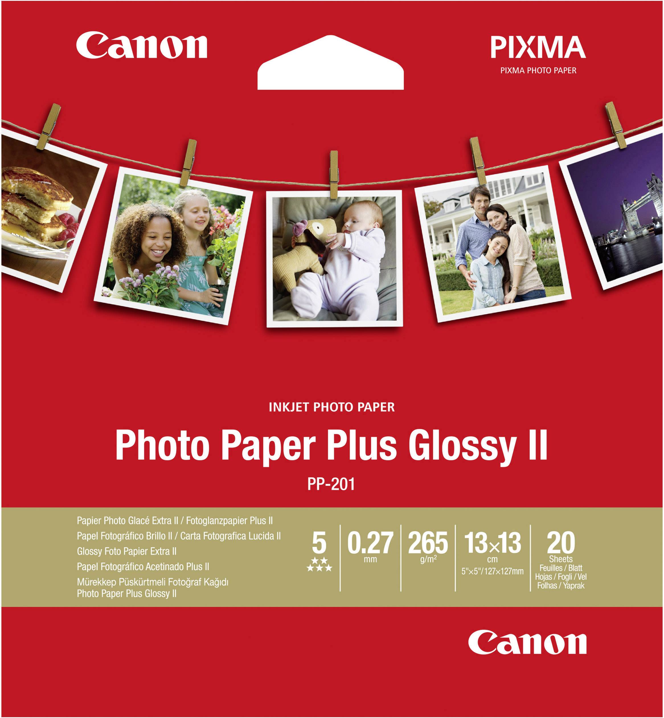 Canon Photo Paper Plus Glossy II PP-201 2311B060 Fotopapier 13 x 13cm 265 g/m² 20 Blatt Glänzend