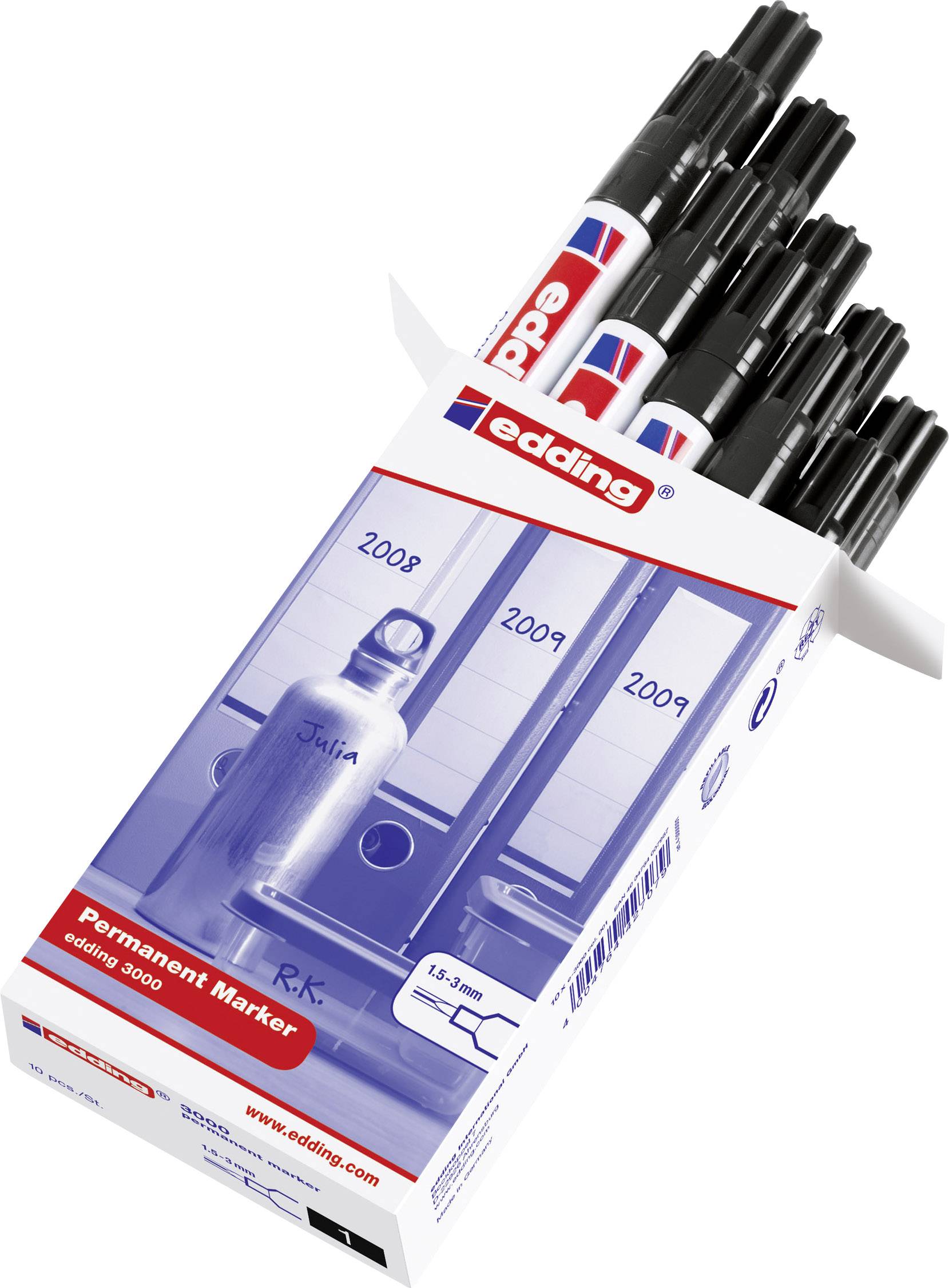 Edding 3000 4-30000-001 Permanentmarker Schwarz wasserfest: Ja