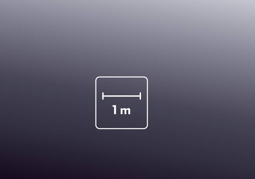 Eine Grafik zeigt ein Bild mit einer Maßangabe von 1 Meter.