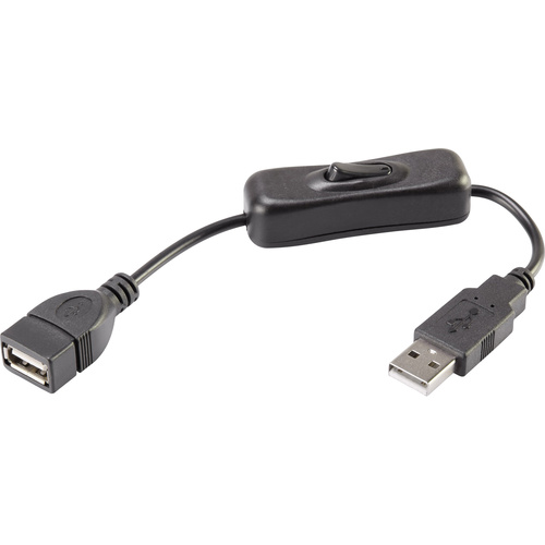Renkforce USB 2.0 Verlängerungskabel [1x USB 2.0 Stecker A - 1x USB 2.0 Buchse A] inkl. Ein/Aus-Schalter, vergoldete Steckkontakte