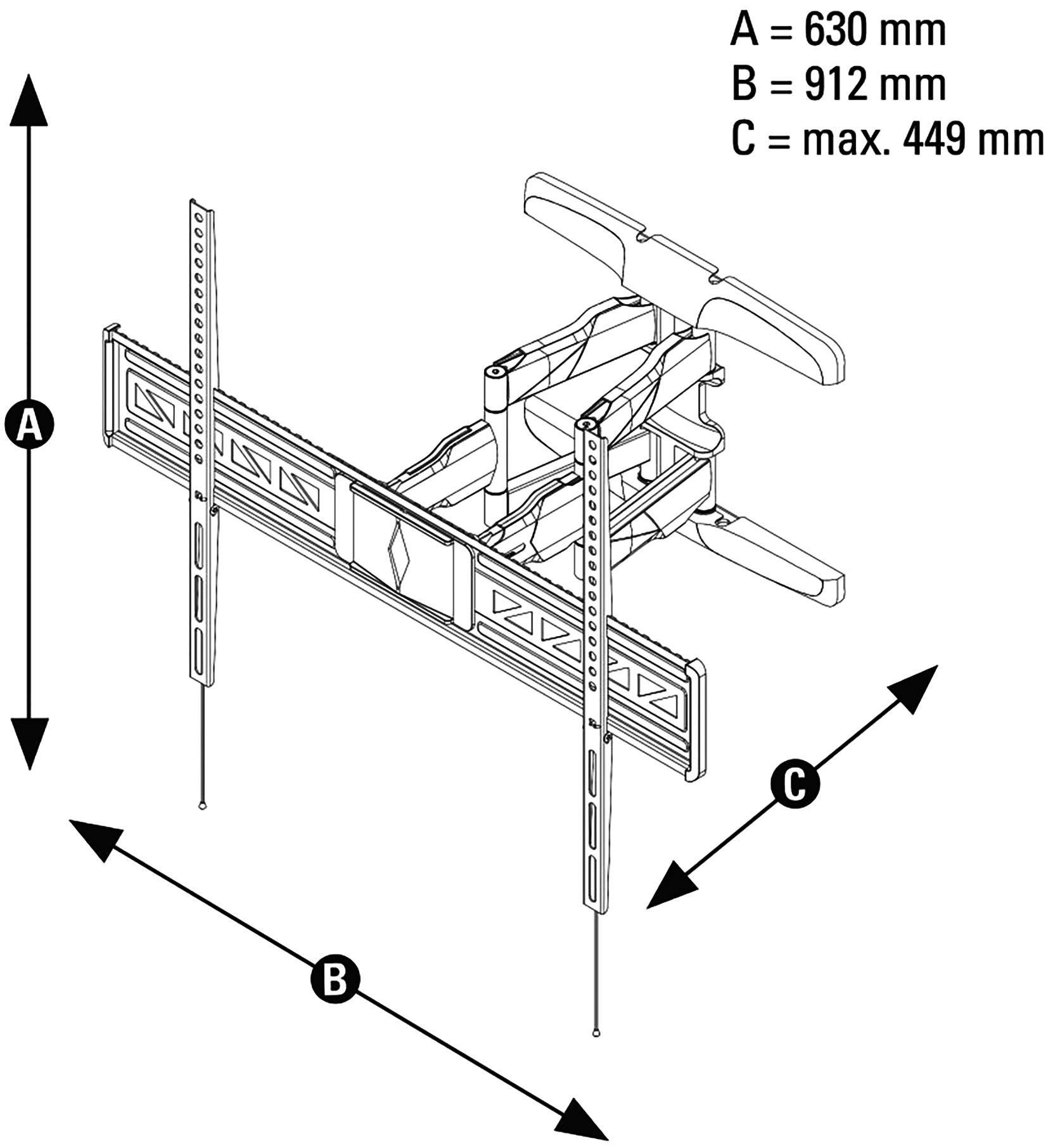 Hama 00116225 FULLMOTION TV-Wandhalterung 119,4 cm (47") - 228,6 cm (90") Neigbar, Schwenkbar