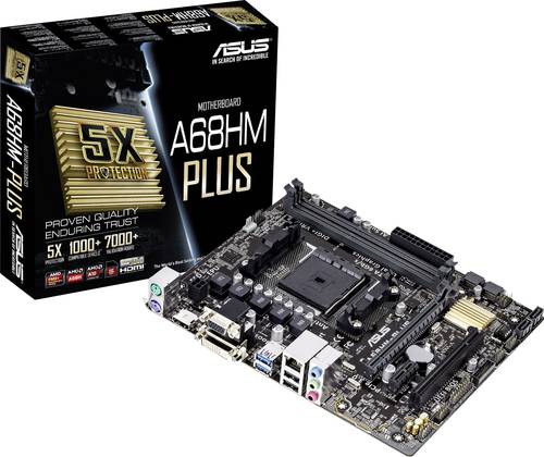 Asus A68HM-PLUS Mainboard Sockel AMD FM2+ Formfaktor Micro-ATX Mainboard-Chipsatz AMD® A68H
