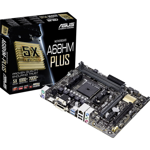 Asus A68HM-PLUS Mainboard Sockel (PC) AMD FM2+ Formfaktor (Details) Micro-ATX Mainboard-Chipsatz AM