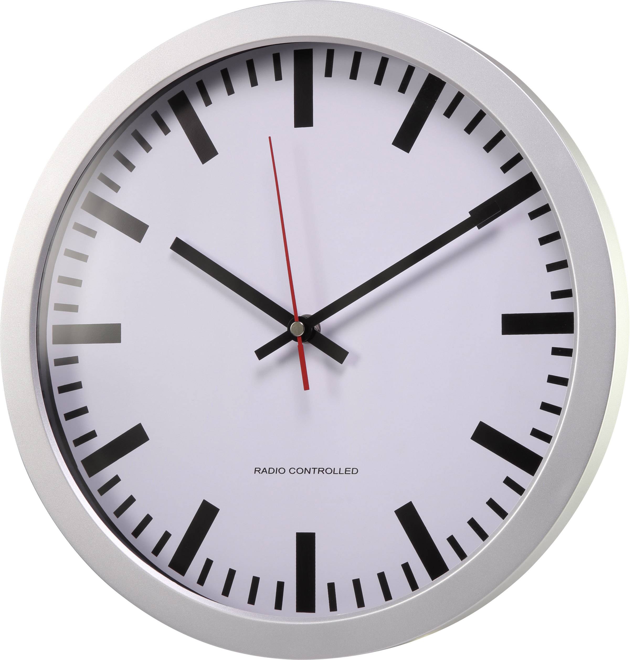 Basetech Funk Wanduhr 300mm x 45mm Silber