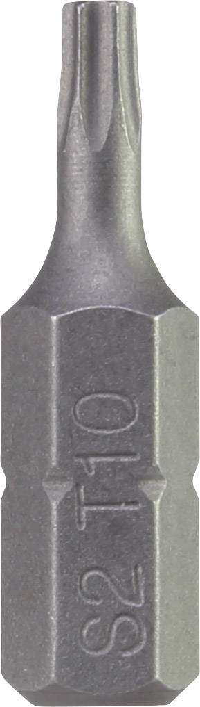 Ein Schraubendrehereinsatz mit sternförmigem Profil, geeignet für TORX-Schrauben, deutlich sichtbar 'T10' eingraviert.
