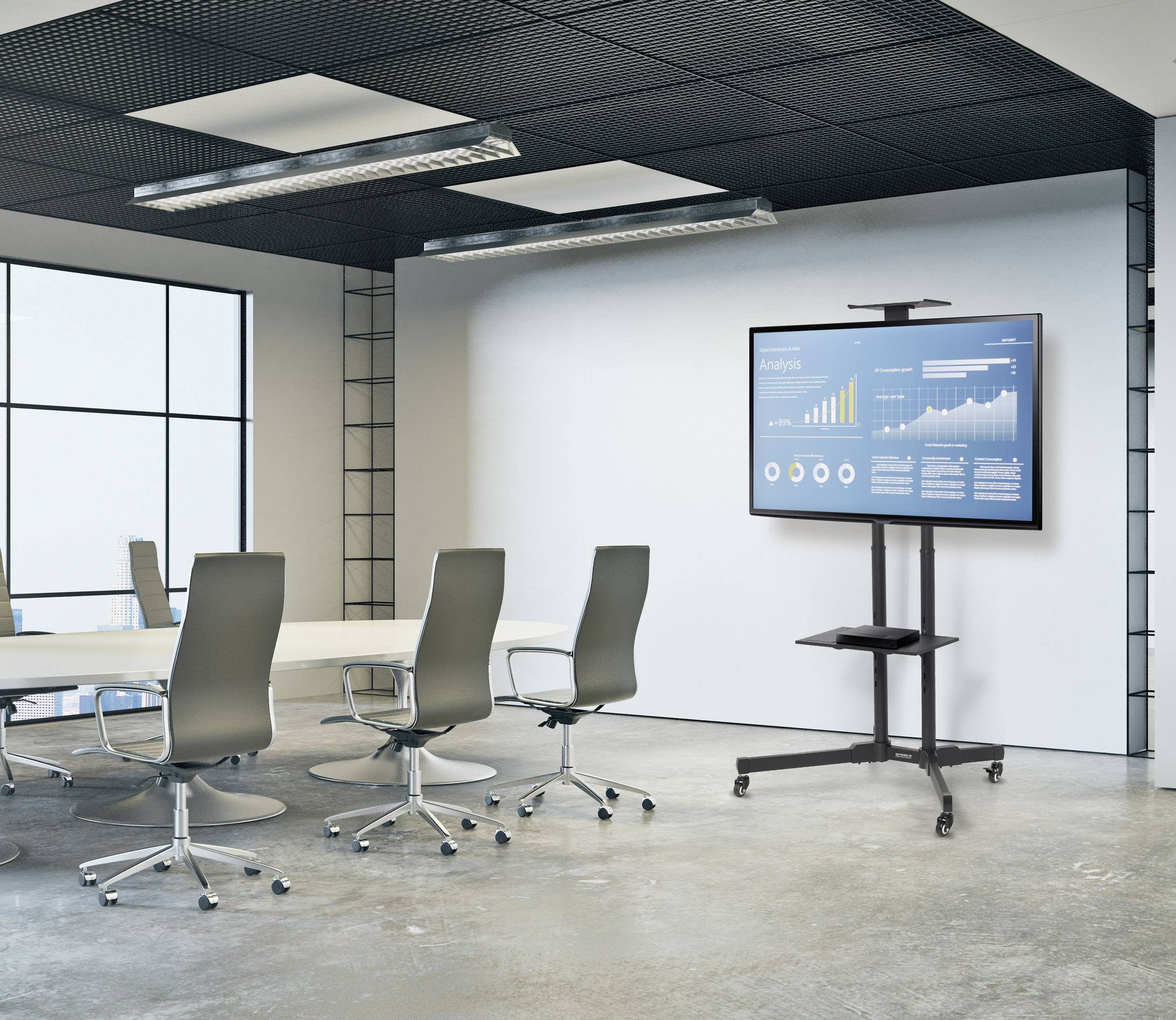 SpeaKa Professional SP-6646948 Base-Line TV-Rollwagen 94,0cm (37") - 177,8cm (70") Neigbar, Höhenverstellbar