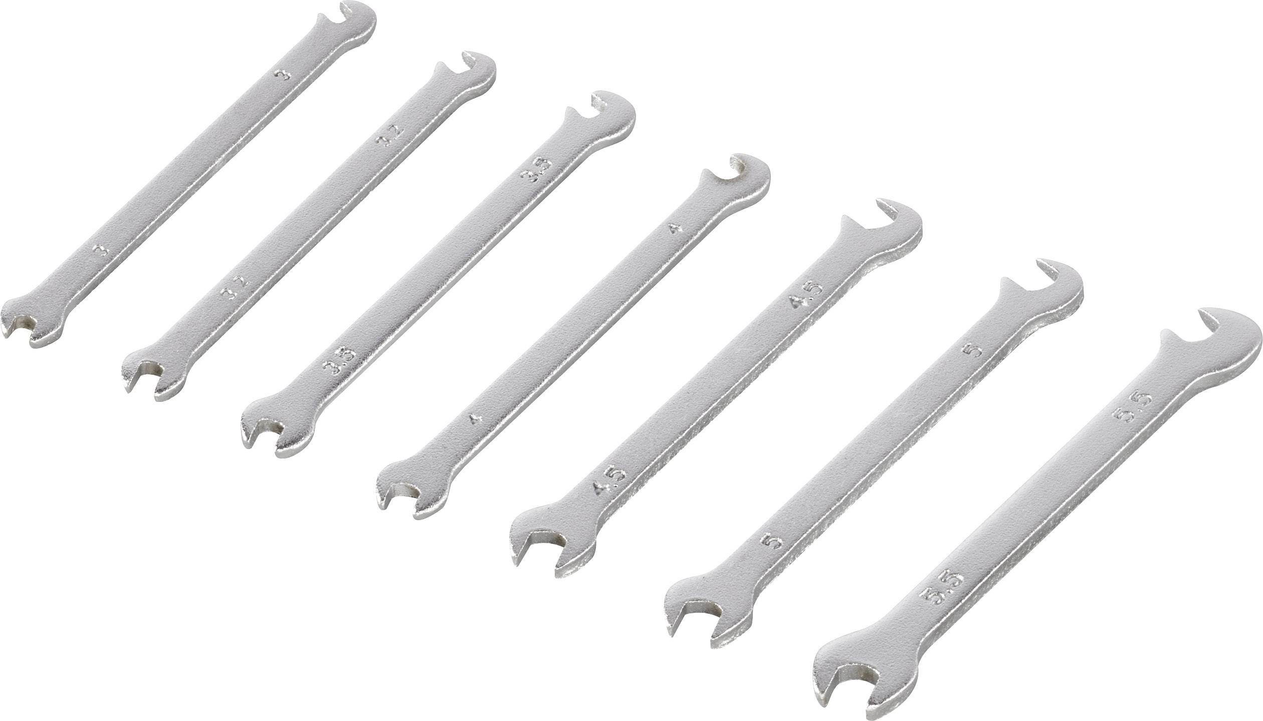 TOOLCRAFT TO-4985421 Doppel-Maulschlüssel-Satz 7teilig Schlüsselweite (Metrisch) 3 - 5.5mm