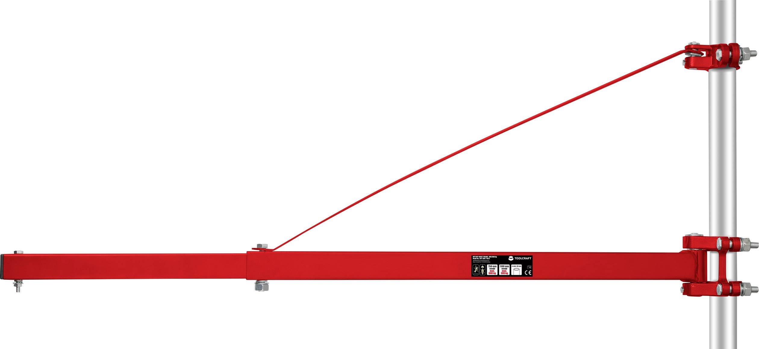 TOOLCRAFT TO-4985424 Schwenkarm für Seilhebezüge Tragfähigkeit (mit Umlenkrolle) 600kg Tragfähigkeit (ohne Umlenkrolle) 300kg