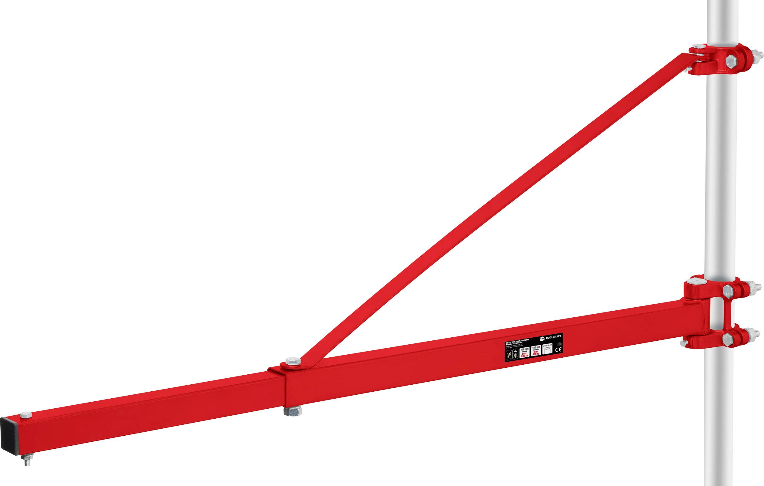 TOOLCRAFT TO-4985424 Schwenkarm für Seilhebezüge Tragfähigkeit (mit Umlenkrolle) 600kg Tragfähigkeit (ohne Umlenkrolle) 300kg