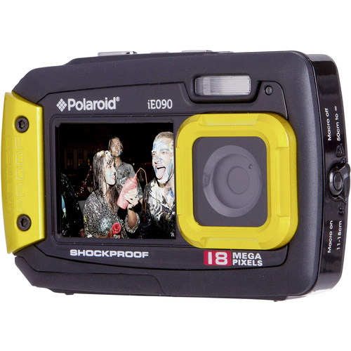 Polaroid IE90 Digitalkamera 18 Mio. Pixel Schwarz-Gelb Unterwasserkamera, Staubgeschützt, Frontdisp