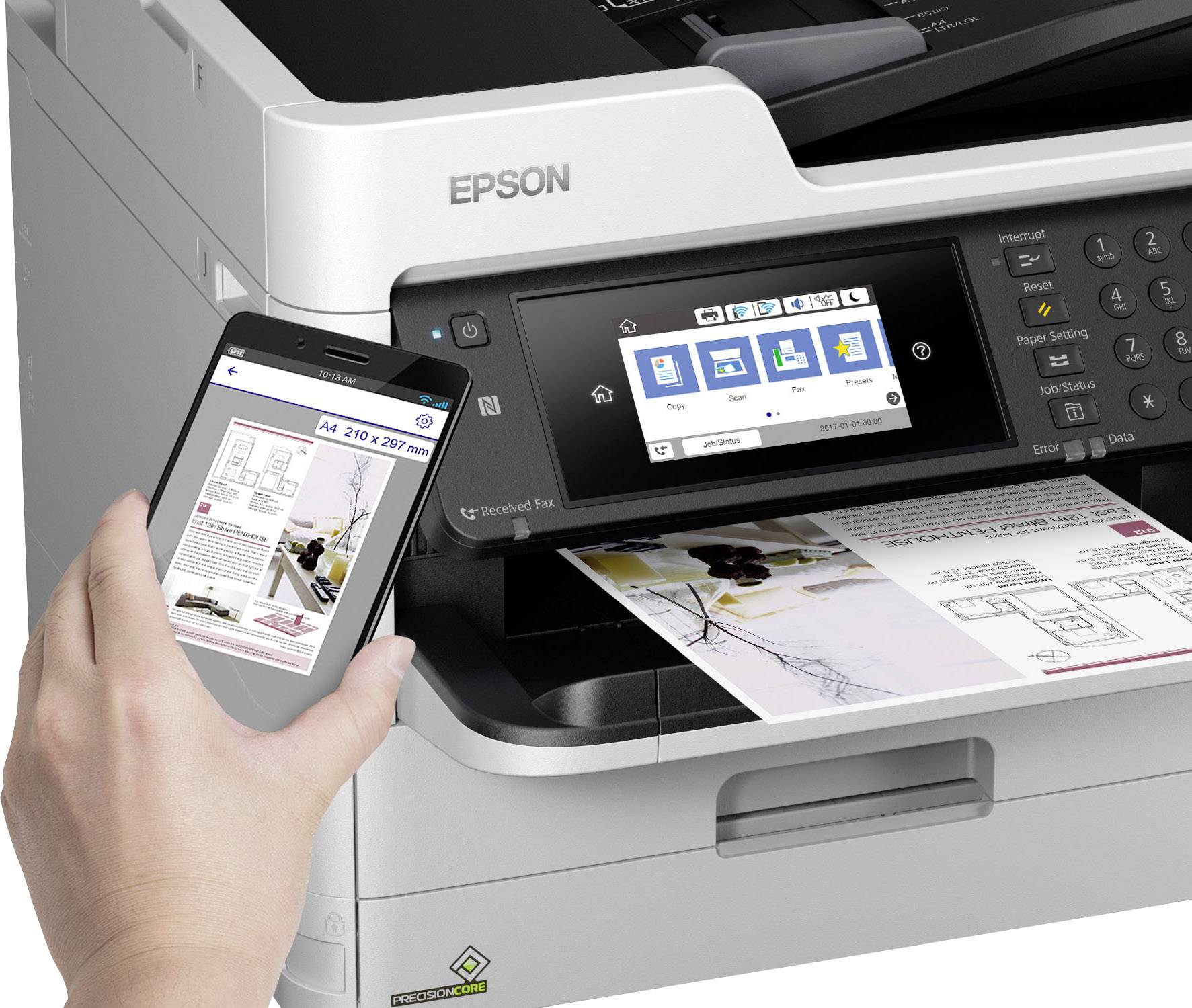 Epson WorkForce Pro WF-C5710DWF Multifunktionsdrucker Tintenstrahl Farbe A4 Drucker, Scanner, Kopierer, Fax LAN, WLAN, NFC, Duplex, Duplex-ADF