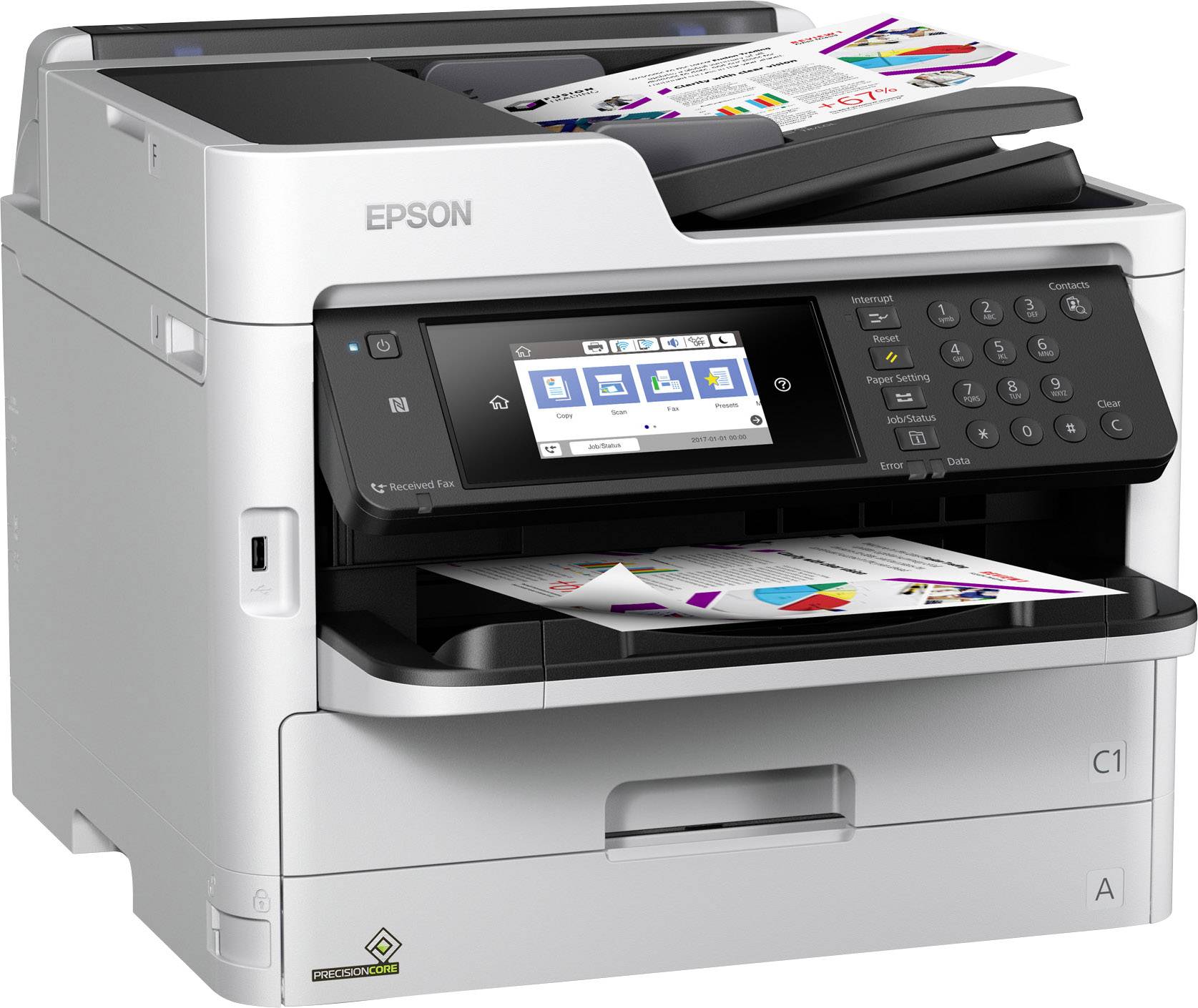 Epson WorkForce Pro WF-C5790DWF Farb Tintenstrahl Multifunktionsdrucker A4 Drucker, Scanner, Kopierer, Fax LAN, WLAN, NFC, Duplex