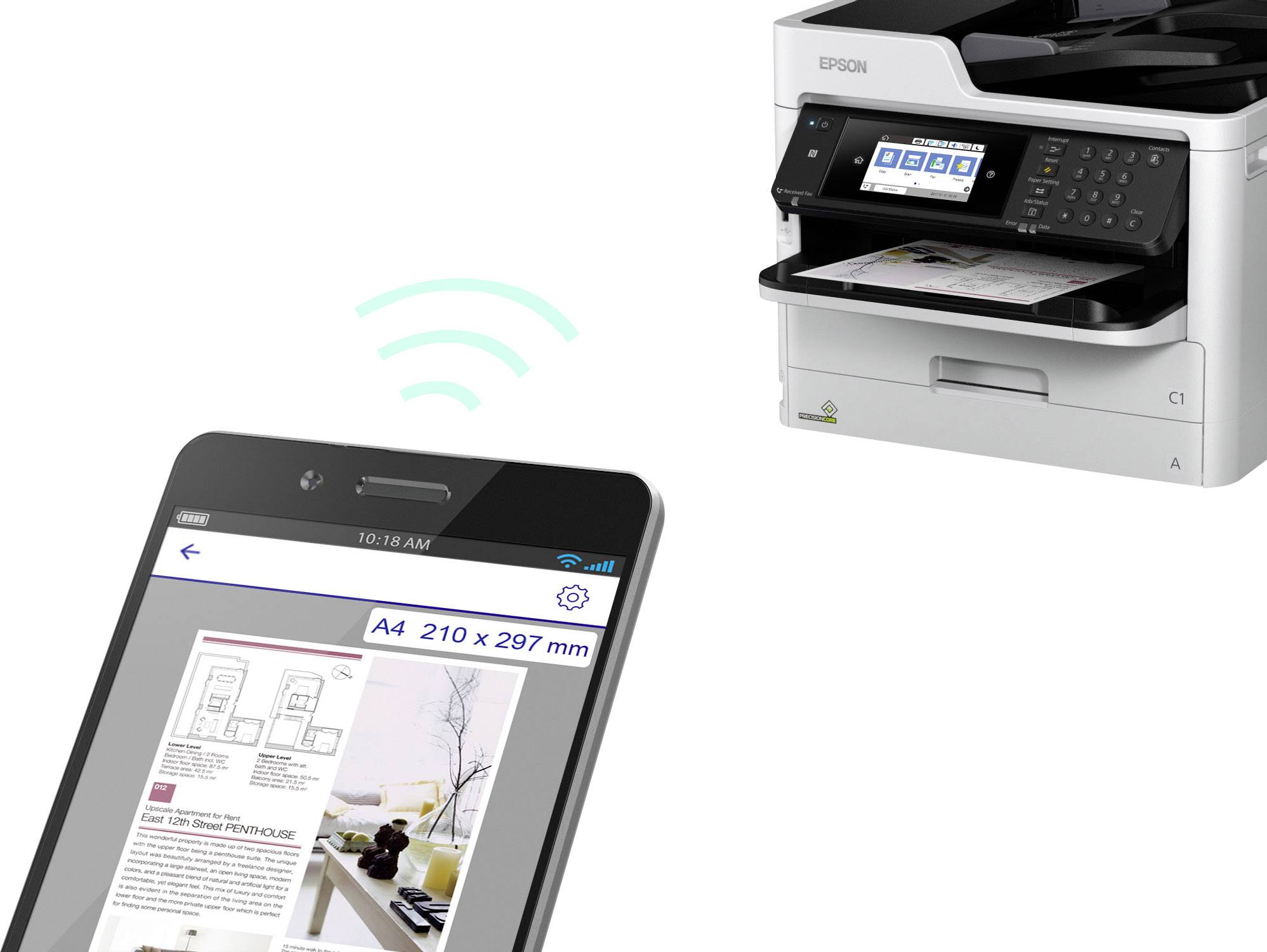 Epson WorkForce Pro WF-C5790DWF Farb Tintenstrahl Multifunktionsdrucker A4 Drucker, Scanner, Kopierer, Fax LAN, WLAN, NFC, Duplex