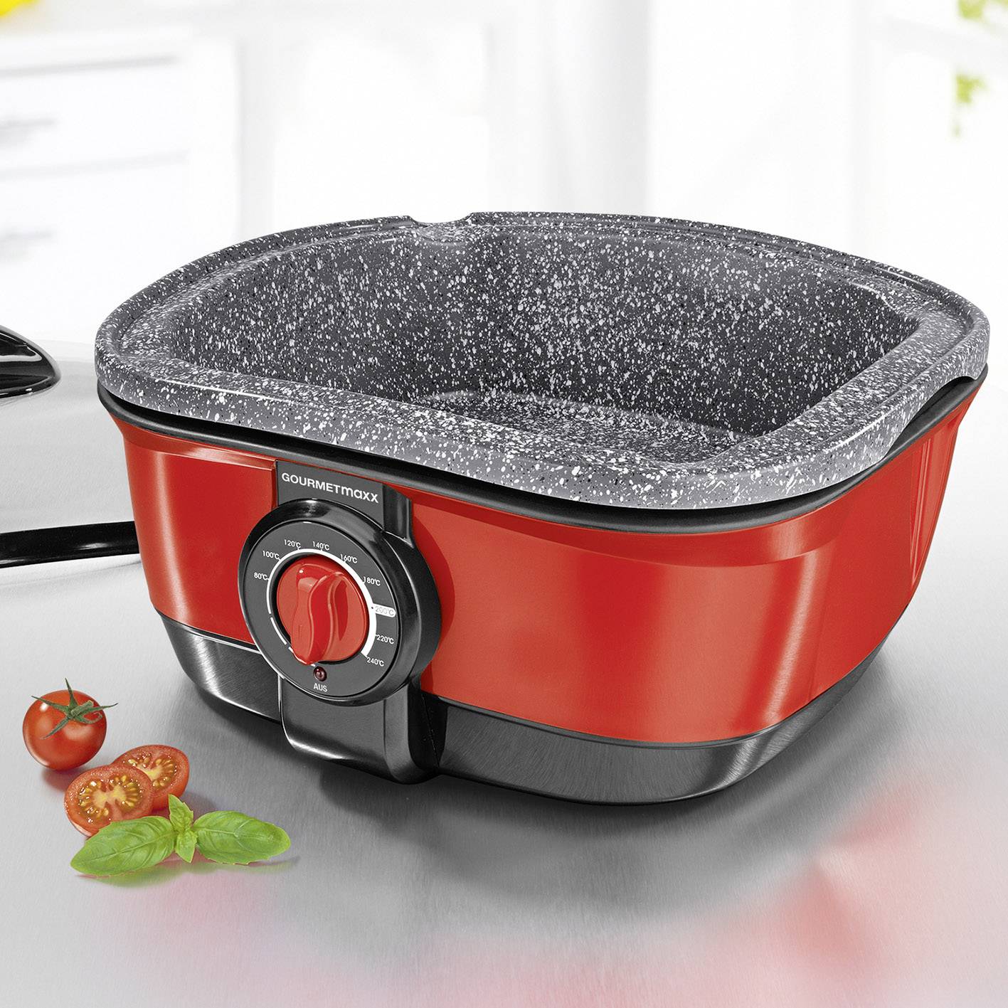 GourmetMaxx Multikocher 1500W Rot, Granit-Grau (matt)