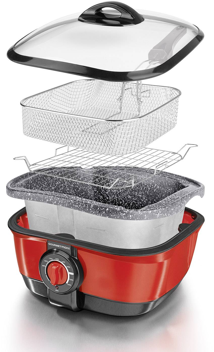 GourmetMaxx Multikocher 1500W Rot, Granit-Grau (matt)