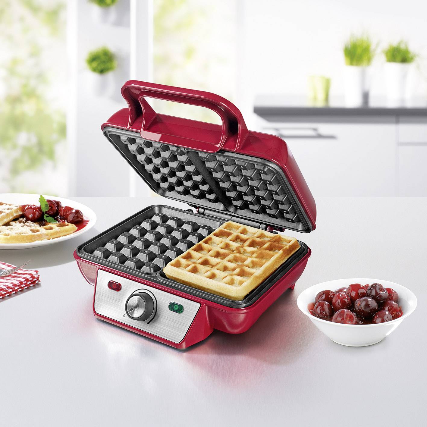 GourmetMaxx 07841 Waffeleisen Temperaturvorwahl Rot