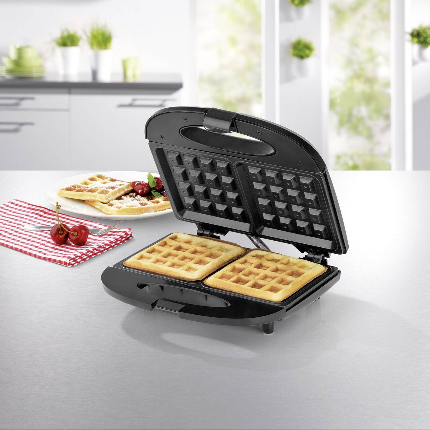 GourmetMaxx Waffeleisen Schwarz